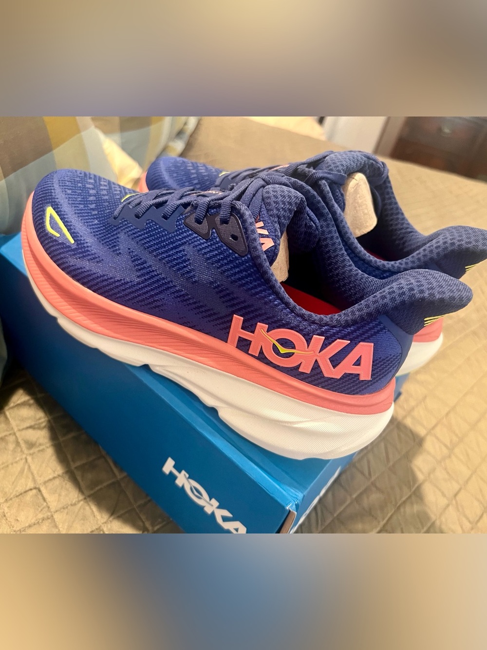 Hoka Women’s Navy & Coral Running Sneakers NWT in box